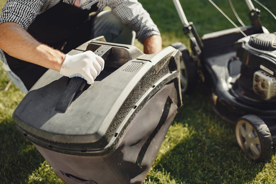 Lawn care professional assessing a lush green lawn for effective maintenance and service recommendations.