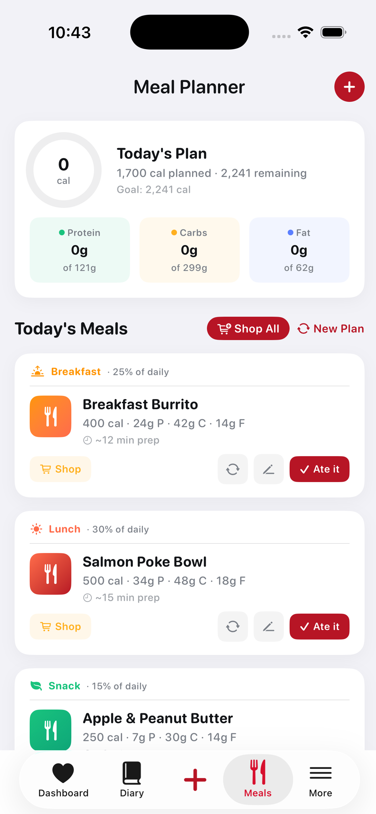 Meal Planner — personalized daily meal plans with macro breakdown